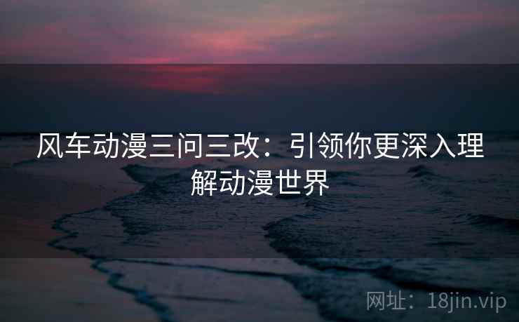 风车动漫三问三改：引领你更深入理解动漫世界